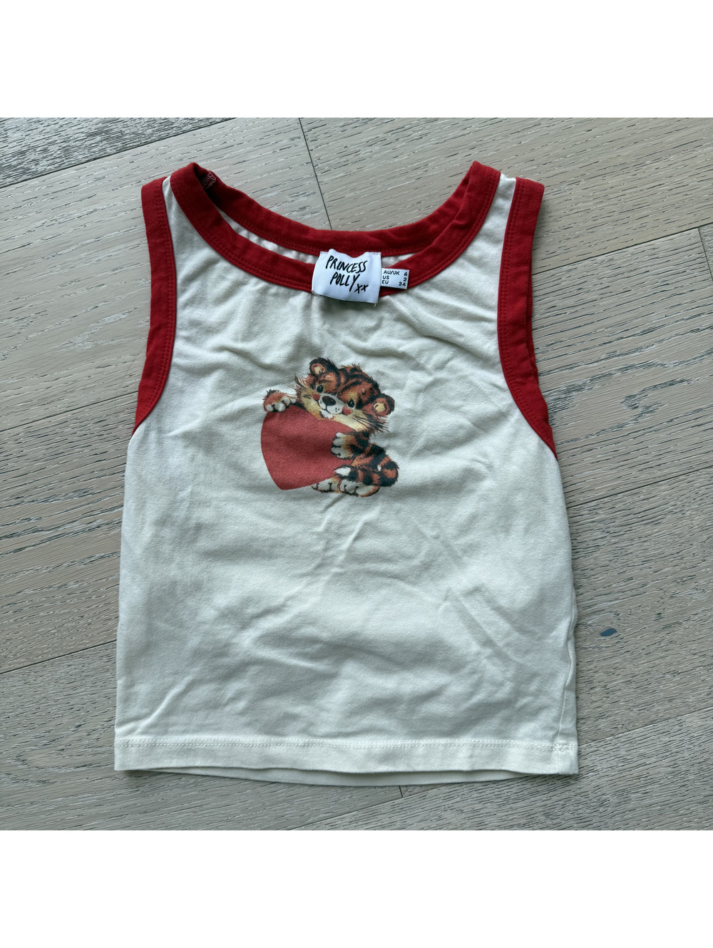 Princess Polly Sleeveless Tank Top Cute Baby Tiger Heart Print